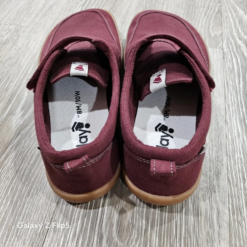 Women’s Casual Velcro Canvas Slip-On Shoe - Burgundy - Picture 4 of 10